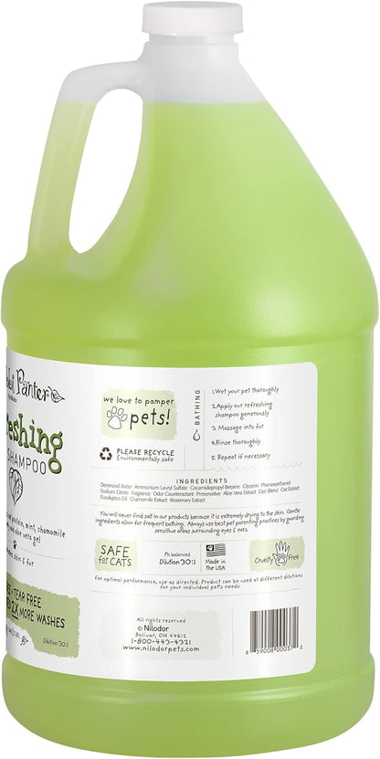 Bobbi Panter Refreshing Dog Shampoo, Hydrates & Soothes Skin & Fur, Minimizes Itching & Dander, Eucalyptus Mint Scent - 30:1 Concentrated Formula, Made in USA, Trusted by Professional Groomers, 1 Gal.
