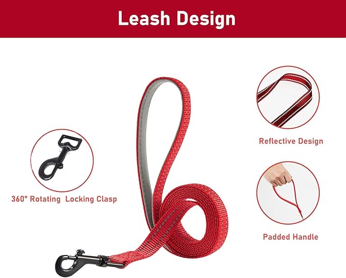 Hipubby Christmas Dog Harness and Leash Set, No Pull Soft Mesh Puppy Harness for Small Medium Dogs, Cats - Step in Reflective Vest Harness for Walking, Training - Christmas Red, L