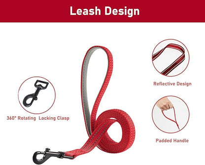 Hipubby Christmas Dog Harness and Leash Set, No Pull Soft Mesh Puppy Harness for Small Medium Dogs, Cats - Step in Reflective Vest Harness for Walking, Training - Christmas Red, L