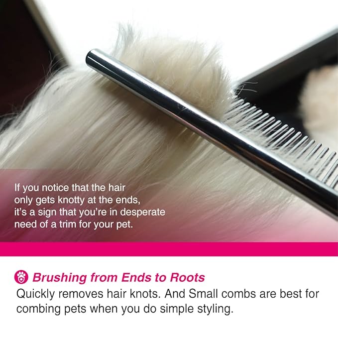 Claw Claws 6.1" Comb with Rounded Ends Spine, Pet Comb for Professional Groomer Tool, for Short to Medium Haired Dog, Cat and other pets.