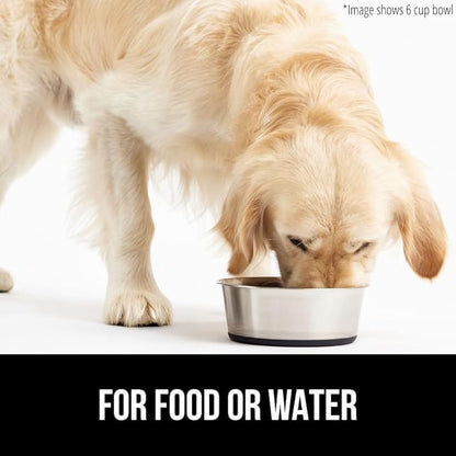 GORILLA GRIP Dog Bowl, Holds 6 Cups (48 fl oz), Heavy Duty Metal Food and Water Bowl for Feeding Dogs and Cats, Easy Clean, Dishwasher Safe, Rust Resistant Stainless Steel, BPA Free Rubber Base, Black