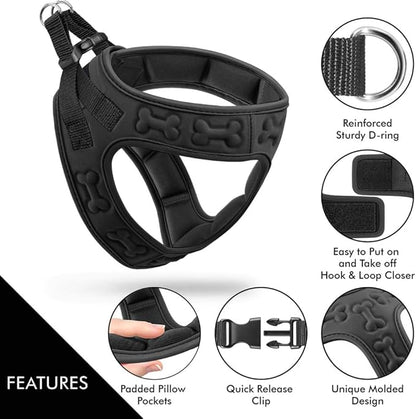 Comfort fit Step-in Dog & Puppy Harness - Comfortable All Weather Dog Vest Harness: Adjustable, Soft Padded, Easy to Put-on for Small, Medium-Sized Dogs.
