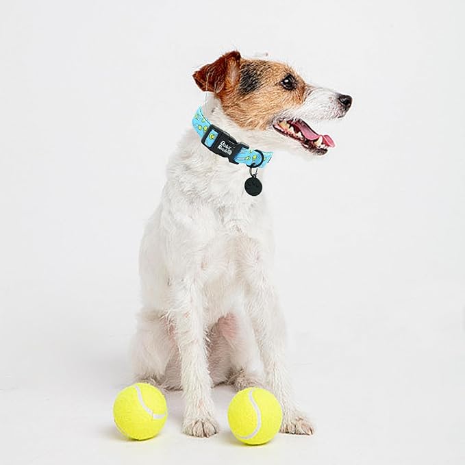 Dog Collar-Tennis Balls Print Adjustable Pet Collars Comfortable Spring Summer Puppy Collar Cute Cotton Durable Collars Gift for Small Dogs