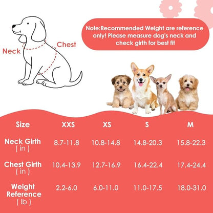 SlowTon No Pull Dog Harness with Leash - Soft Lightweight Floral Pattern Puppy Harness, Adjustable Pet Harness for Small Medium Dogs (Pink Daisy S)