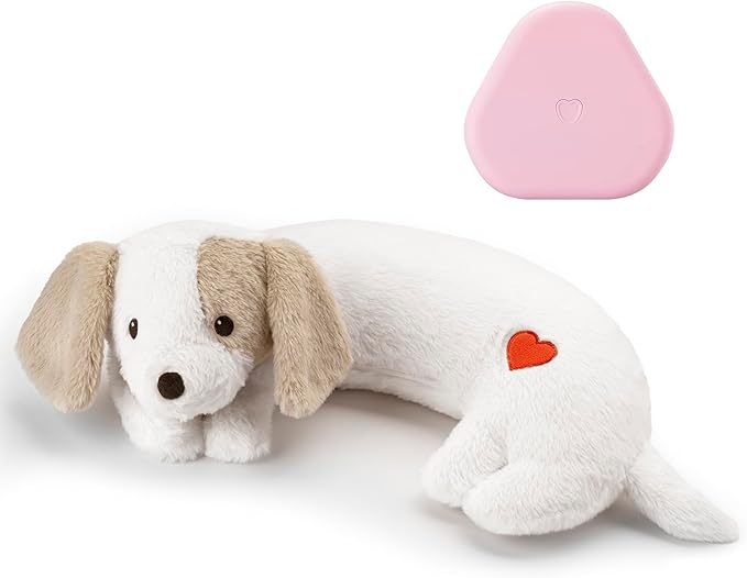 Moropaky Heartbeat Puppy Toy for Dogs, Heartbeat Stuffed Animal for Anxiety Relief Calming Aid, Heartbeat Stuffed Toy for Behavioral Aid Crate Kennel Training, Puppy Essentials White