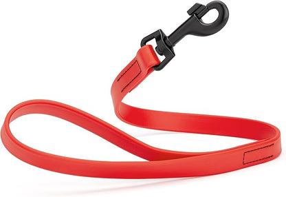 Dogline Biothane Waterproof Dog Leash Strong Coated Nylon Webbing with Black Hardware Odor-Proof Easy to Clean High Performance for Small or Large Dogs Made in USA 2 ft Lead, Cherry Red