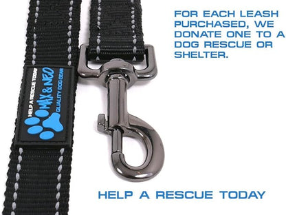 Max and Neo Reflective Nylon Dog Leash - We Donate a Leash to a Dog Rescue for Every Leash Sold (Black, 6 FT)