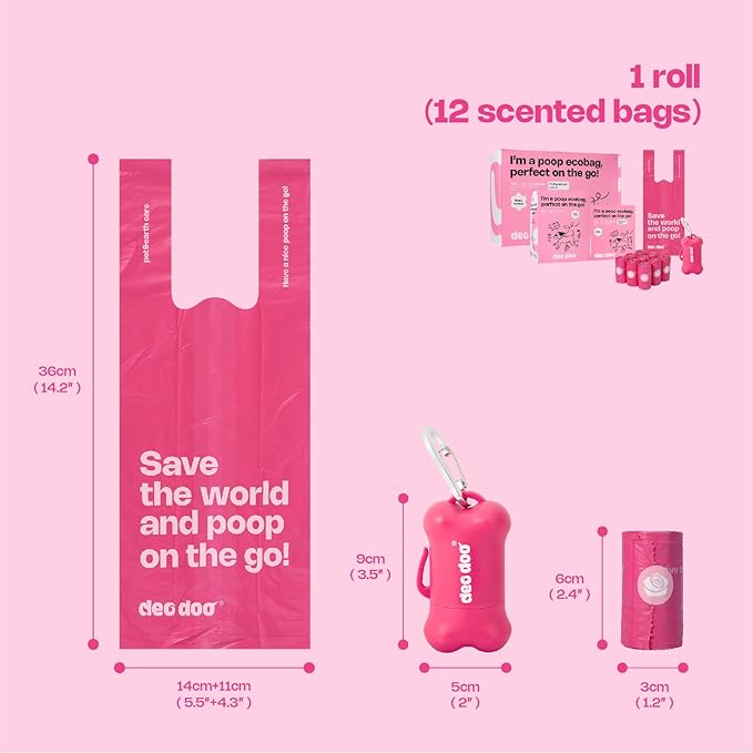 Dog Poop Bags with Handles 9 Rolls 108 Counts Big Sizes Leak Proof and Extra Thick Waste Bags Refill Rolls for Walking Small Medium Large Dogs Cats Litter With Holder Rose Scented