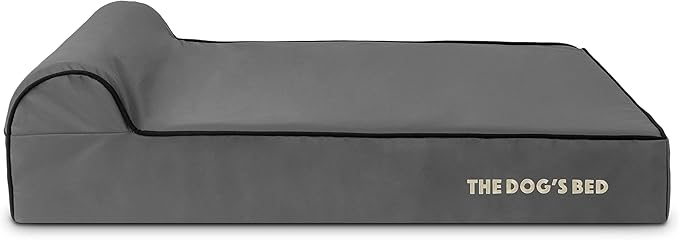 The Dog’s Bed Orthopedic Headrest Dog Bed Large Grey/Black, Memory Foam, Pain Relief: Arthritis, Hip & Elbow Dysplasia, Post Surgery, Lameness, Waterproof Washable Cover, Veterinary Approved