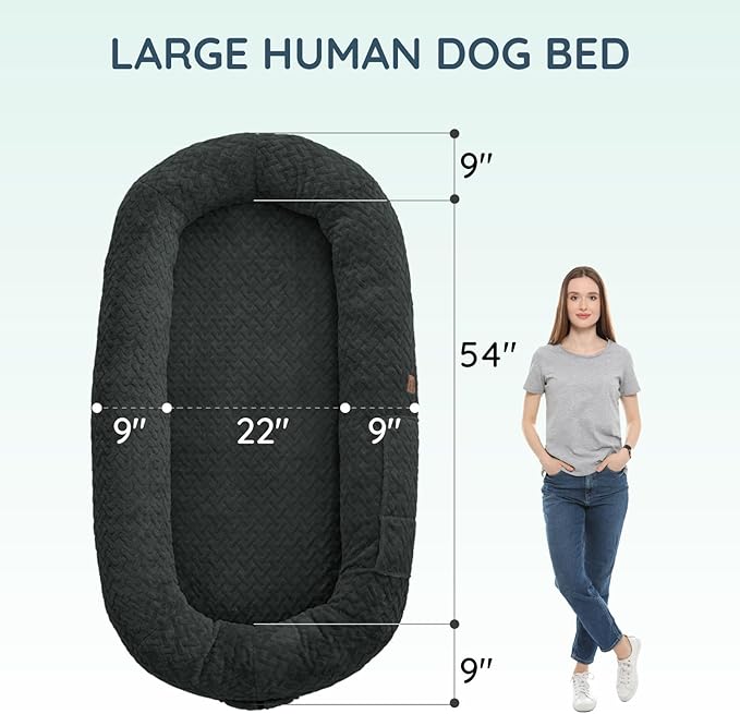 ChiXnuggle Human Dog Bed Cover - Luxury Faux Fur Giant Size Dog Bed Cover, 72"x40"x10", Dark Grey