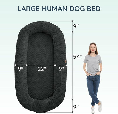 ChiXnuggle Human Dog Bed Cover - Luxury Faux Fur Giant Size Dog Bed Cover, 72"x40"x10", Dark Grey