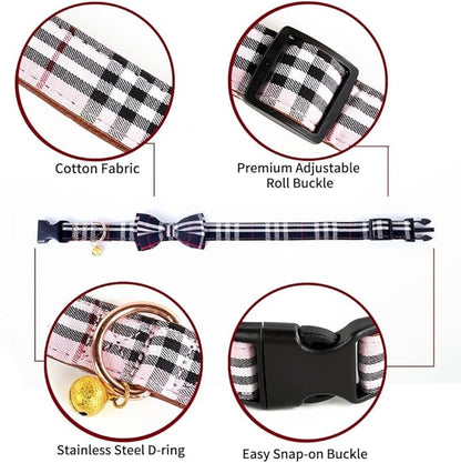 Yizepet Dog Collar with Bow Tie- Adjustable pet Collar for Dogs with Plastic Buckle Collar, Stylish Pattern for Small Medium or Large Boy and Girl Dog and Cat