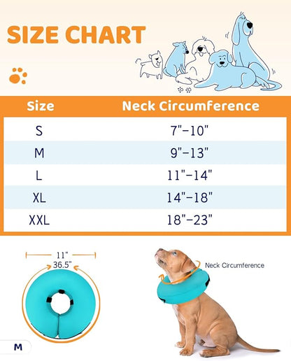 Supet Inflatable Dog Cone Collar for Large Medium Small Dogs, Soft Cone Collar for Dogs Cats, ECollar Doggie Neck Donut Dog Cone Alternative After Surgery