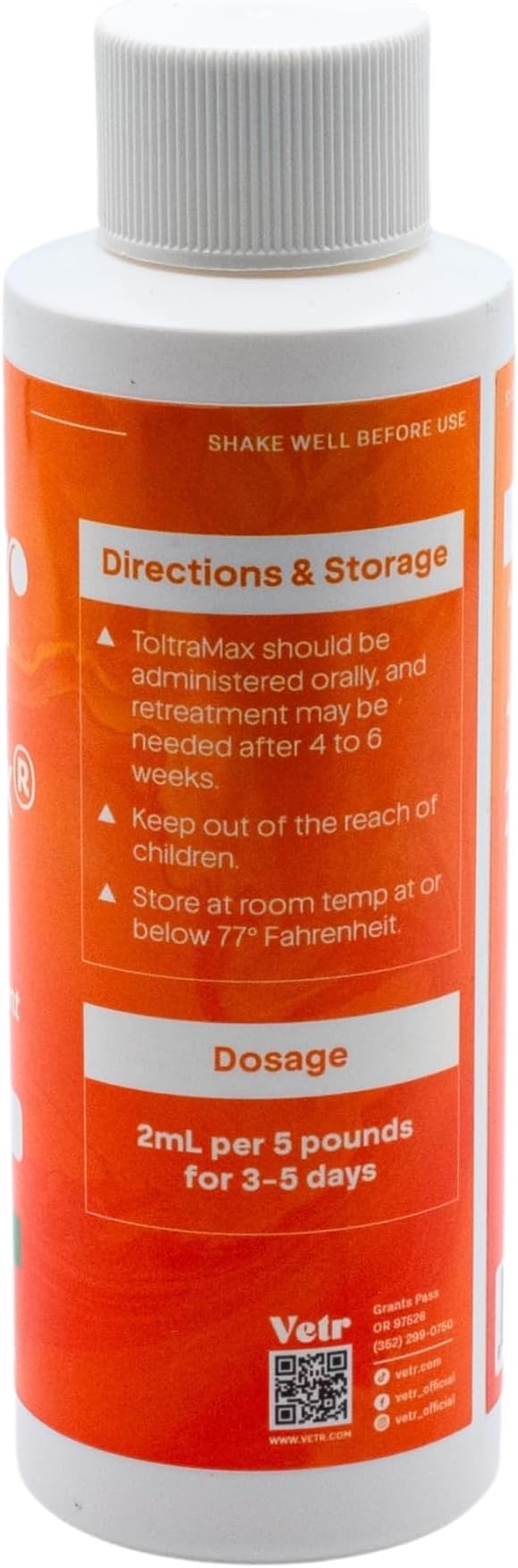 ToltraMax Toltrazuril 2.5% for Horses, Dogs, Cats, 120mL/4 Ounce, for Non-Food Chain Animals, Alfalfa
