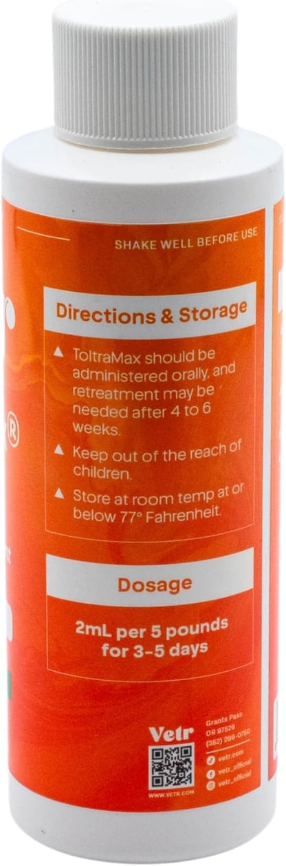 ToltraMax Toltrazuril 2.5% for Horses, Dogs, Cats, 120mL/4 Ounce, for Non-Food Chain Animals, Alfalfa