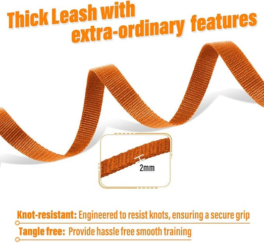 Dog Training Leash - Long Line for Recall & Obedience, Nylon Training Lead with Padded Handle, 15 ft / 20 ft / 30 ft / 50 ft / 100 ft - Long Leash for Dogs Outside, Small/Medium/Large