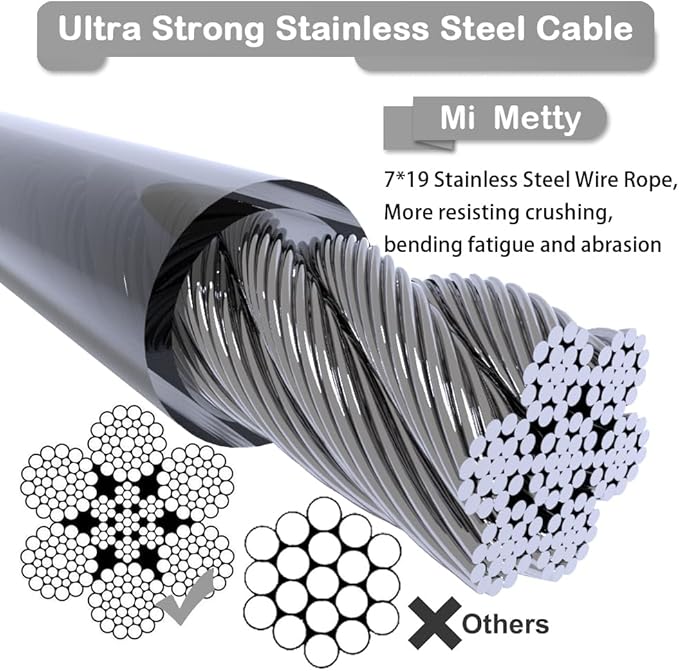 Tie Out Cable for Dogs,20FT Dog Leads,Heavy Duty Tie Out Cable for Large Dogs Up to 125lbs,Durable Dog Runner Tether Line for Outdoor,Yard