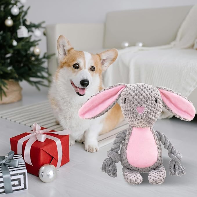 Easter Dog Toys,Easter Rabbit Bunny Egg Plush Squeaky Toys,Easter Rabbit Plush Squeaky Chew Toys for Small Dogs