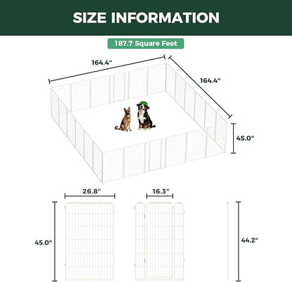 FXW Homeplus Unleashed Indoor Dog Playpen - Stress-Free and Safe Play, Heavy Duty 45 Inch 24 Panels Dog Pen for Medium and Large Dogs, White│Patented