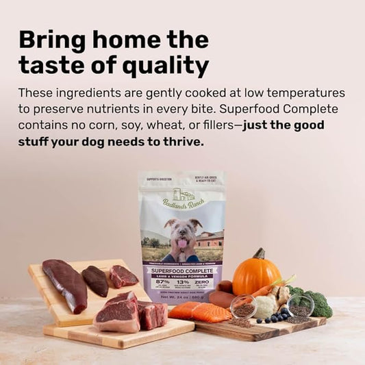 BADLANDS RANCH by Katherine Heigl – Superfood Complete Air-Dried Lamb & Venison Dog Food – High Protein with Superfoods for Daily Wellness & Consistent Nutrition – 64 oz