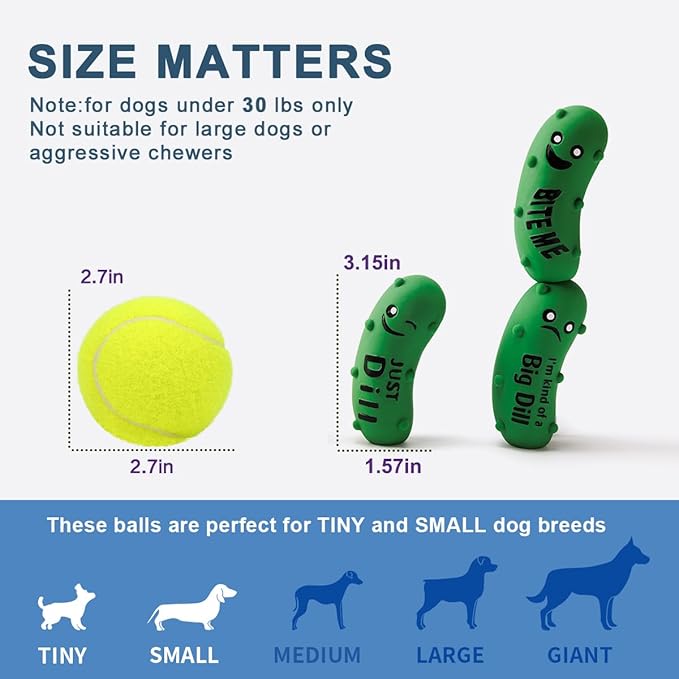 Pawdoer Squeaky Dog Toys, Soft Latex Rubber Squeaky Ball for Small Dogs Puppies, Cute Bounce Squeak Crunchy Pickle Pet Dog Toy