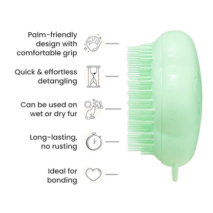 Pet Teezer by Tangle Teezer Cat Brush, De-Shedding Cat Hair Brush for a Gentle, Soothing Groom & Short to Medium Length Fur, Green