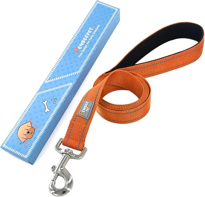 Reflective Dog Leash 6 FT Padded Handle Nylon Dogs Leashes for Small Dogs Orange