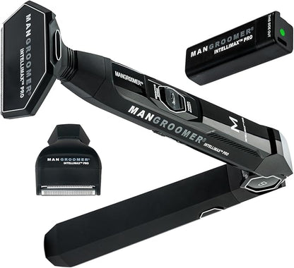 MANGROOMER - INTELLIMAX PRO - New Back Shaver with 2 Shock Absorber Flex Heads, Power Hinge, Extreme Reach Handle and Advanced 2.7" Extra-Wide Blade Design (Version 3.0)