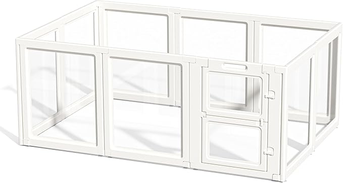 LoveTail Clear Acrylic Dog Playpen Indoor,Transparent Dog Pen,Easy to Assemble and Clear pet Pen for Puppy Dog, Rabbit and cat,Sturdy and Easy to Clean Plastic pet Fence (White, 30.3" H, 10PCS)