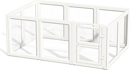 LoveTail Clear Acrylic Dog Playpen Indoor,Transparent Dog Pen,Easy to Assemble and Clear pet Pen for Puppy Dog, Rabbit and cat,Sturdy and Easy to Clean Plastic pet Fence (White, 30.3" H, 10PCS)