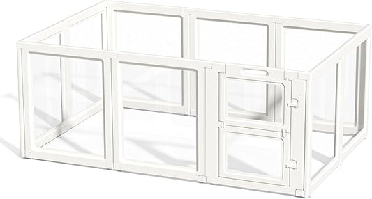 LoveTail Clear Acrylic Dog Playpen Indoor,Transparent Dog Pen,Easy to Assemble and Clear pet Pen for Puppy Dog, Rabbit and cat,Sturdy and Easy to Clean Plastic pet Fence (White, 30.3" H, 10PCS)
