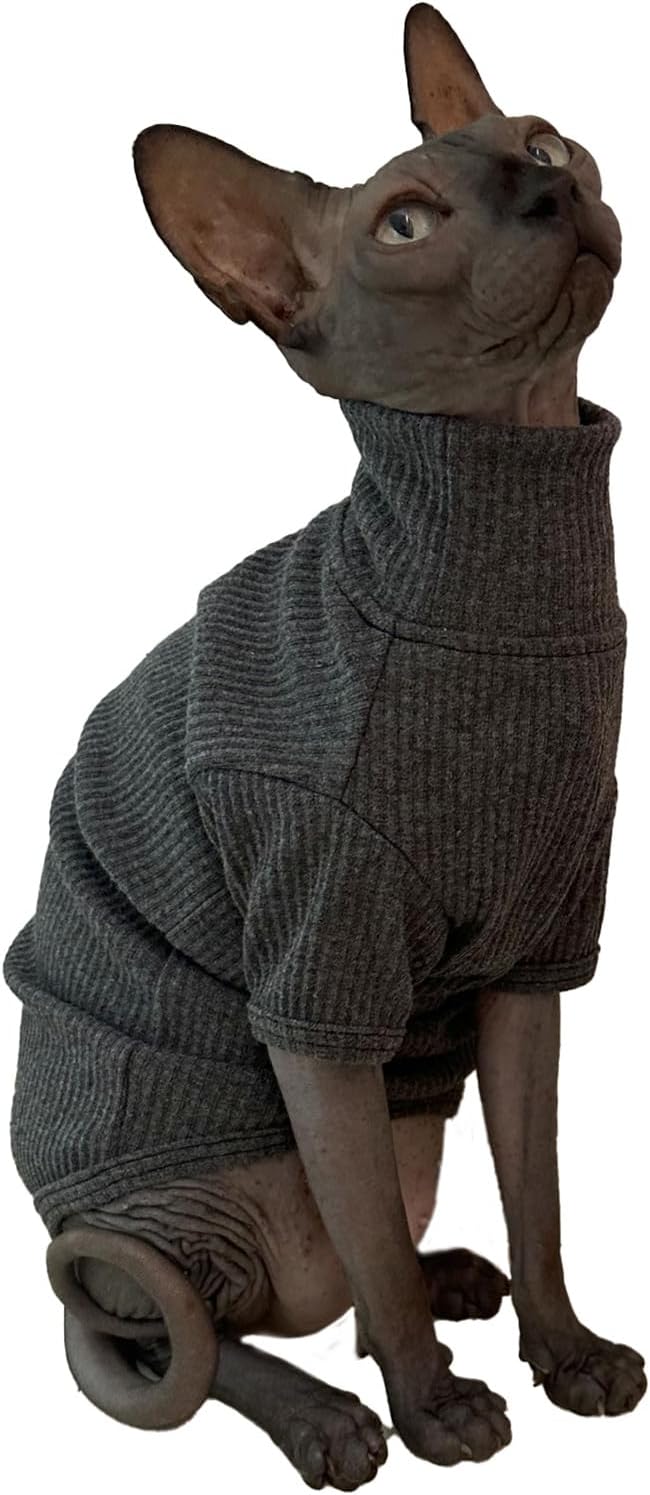 Kitipcoo Sweater for Sphynx Cat, X-Large, Deep Grey (Cotton, Turtleneck, Pull On, 1 Pack)