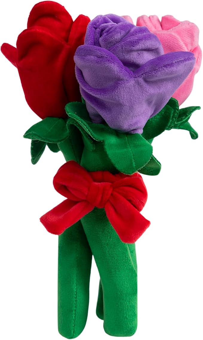 Hollypet Soft Squeaky Dog Toys, Plush No - Mess Chew Toys for Small and Medium Dogs and Non-Aggressive Chews, Puppy Teeth Cleaning Chew Toys, Roses