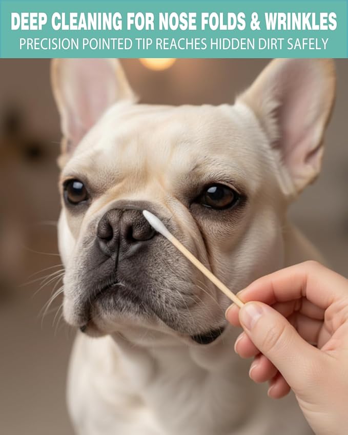 Pointed Cotton Swabs 6 Inch, 400 Count – Wooden Precision Swabs with Tapered Tips for Gun Cleaning, Makeup & Nail Polish Removal, Dog Ear Folds Detailing (Lint Free)