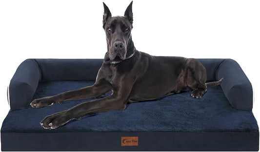 Casa Paw Orthopedic XXL Dog Beds, Waterproof Egg Crate Foam Big Pet Bed for All Breed Sized Dogs 53x42Inch, Washable Extra Large Dog Couch Bed with Removable Cover and Non-Slip Bottom, Navy Blue