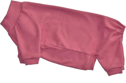 Sphynx Cat Four Leg Warm Fleece Pajamas Elastic Pet Clothes for Hairless Cats Surgery Recovery Suit for Sphynx, Devon, Cornish (Rose, L (8.8-11 lbs))