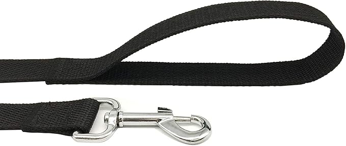 TAIAN 4FT/5FT/6FT Strong Dog Leash, Nylon Dog Leashes for Small Medium Large Dogs (Black, 1 in x 15 ft)