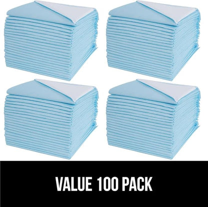 Gorilla Guard Disposable Puppy Pads, 100 Count 28x34 in, 5 Layer Pee Pads for Dogs, Absorbent Diaper Changing Pad, Dog Potty Training Supplies, Quick Dry Pet Housebreaking Essentials for Puppies