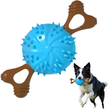 sidaeren Dog Toys,Hybrid Dog Chew Toy for Aggressive Chewers, 2-in-1 Durable Wood-Plastic Bone & TPR Spike Ball, Natural Wood Scent, Integrated Safe Design for 20-100 lbs Medium Large Breeds