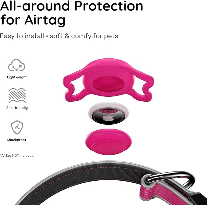 Reflective Dog Collar with Waterproof Air tagholder & Anti-Lost QR Code | Ultra-Durable | Soft Padded | Safety Locking Buckle | Fit Small Dogs (Rose Red S(9.8"-15.7"))