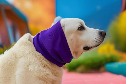FDANDADE Dog Calming Band, Dog Ear Cover Anxiety Relief – Noise Canceling for Fireworks, Thunderstorms, Pet Grooming & Force Drying(Purple L)