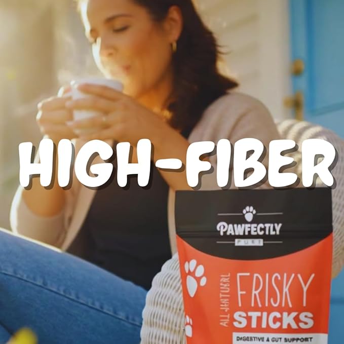 Pawfectly Pure Frisky Sticks Natural Dog Treats, Cheese & Bacon Flavor, 7-Inch Soft Chews, High Fiber Digestive and Gut Support, Grain-Free, Skin & Coat Health, Energy, 16 oz