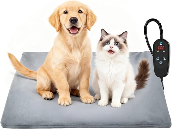 PETNF Pet Heating Pad Temperature Adjustment Anti-bite Puppy with Timer Cat Dog Heating Pad Indoor Waterproof Pet Warming Electric Heated Bed Mat Dog