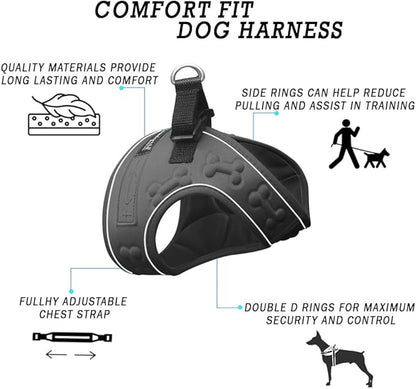 Comfort Fit Dog Harness – Adjustable No-Pull Vest for Small, Medium & Large Dogs – Soft Padded Step-in Design for Easy Control – Ideal for Walking, Running & Training – All-Weather Premium Dog Vest