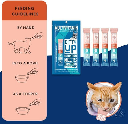 Kitty Up Lickable Cat Treats -Real Tuna Multivitamin Puree with Lysine & Taurine for Indoor Cats | Grain-Free, Squeeze Tube (50 Pack)