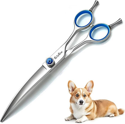 7.5inch 25° Curved Dog Grooming Scissors Professional, Japanese VG10 Stainless Steel Sharp Dog Scissors for Grooming Groomer, Comfortable Ergonomic Handle, Pet Shears for Dogs Cats Face Paws Cutting