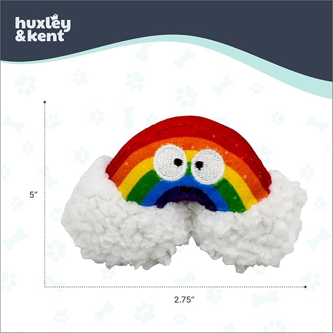 Huxley & Kent Interactive Crinkle Puppy Toys w/ Power Plush Tech - Cute Puppy Toys - Dog Toys for Enrichment (Happy Rainbow, Small)