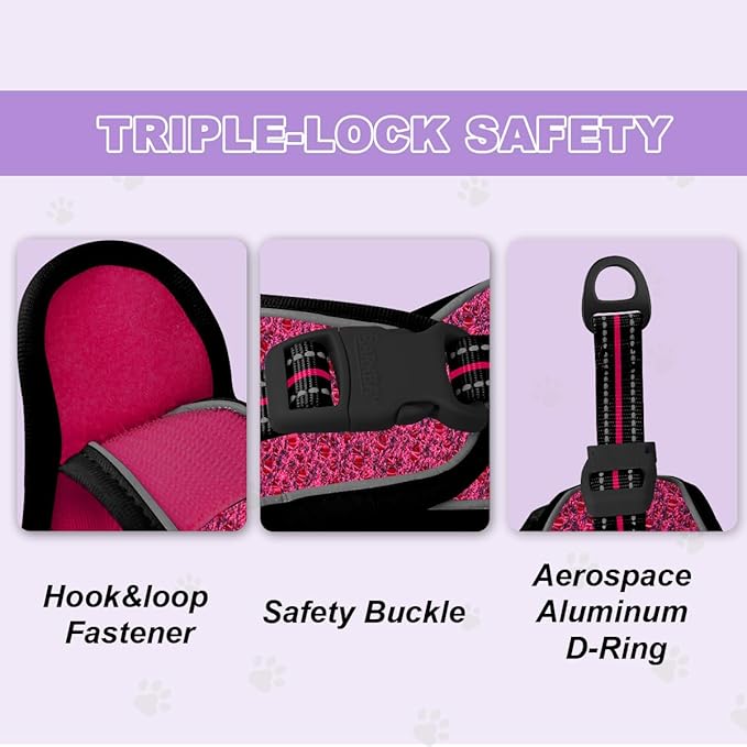 Cat Harness and Leash Set,Escape Proof Kitten Harness,Step in Adjustable Soft Lightweight,Easy Control,Reflective Strips Comfortable for Walking Travel(Pink/Black,XS)