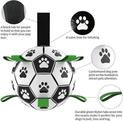 Domchan Dog Soccer Ball, Interactive Toys for Tug of War, Puppy Birthday Gifts, Tug Toy, Water Toy, World Cup Durable Balls for Small & Medium Size (6 inch)