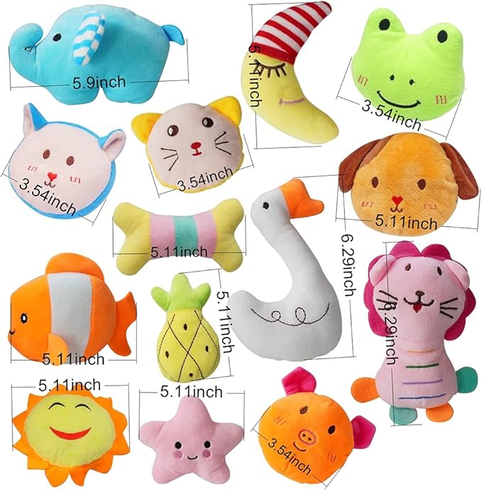 YUNKINGDOM 27 Pack Puppy Squeaky Toy,Different Designs Squeakers Pet Toys,Cute Bulk Plush Dog Toys,Small Dog